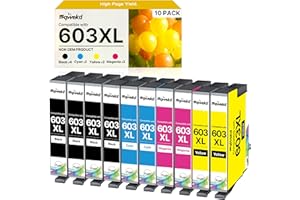 Sqwekd 603xl Cartucce 603XL Compatibile per Epson 603 per Expression Home XP-2100 WF 2810 WF 2830 XP-3100 XP-4100 XP-2105 XP-2150 XP-3105 WF-2820 WF-2830(4Nero 2Ciano 2Magenta 2Giallo, 10-Pack)