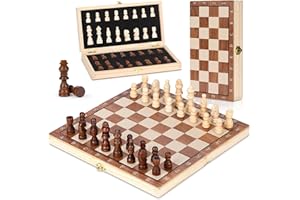 Januts Scacchiera in Legno Scacchiera Magnetica Pieghevole 29*29CM Scacchi da Viaggio Portatili Pieghevole Scacchiere Scacchi Realizzato Mano Dama Gioco da Tavola per Adulti Bambini Gioco di Strategia