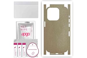 apgo Rückseite + Seiten Schutzfolie, Skin, kompatibel mit Apple iPhone 15 Pro Max, Hinten Displayschutzfolie aus Vinylfolie, kratzfest, einfache Montage - Beigefarbenes Leder