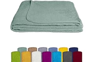 KiGaTex Terry Blanket Bedspread Soft 100 % Cotton 150 x 200 cm Öko-Tex Certified, jade, 150x200 cm