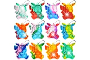 Ainiv 12PC Mini Pop Push It Fidget Toy Portachiavi,Colorato Silicone Spremere Pop Bubble Giocattoli Sensoriali Bulk,Poppet Bubble Giocattoli Antistress per Autismo Sollievo dallo Stress