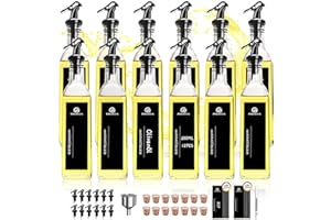 SAEIV Ölflasche mit Ausgießer 12 Set, Ölspender Glas Verdickt, Ölflaschen zum Befüllen 250 ml, Essig und Ölflaschen Set, Olive Oil Dispenser mit 20 tolle Etiketten zum Selbermachen