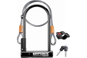 Kryptonite Keeper Bike U-Lock Standard with Braided Steel Cable, Heavy Duty Anti-Theft Bicycle U Lock, 12mm Shackle and 10mm x4ft Length Security Cable with Mounting Bracket and Keys