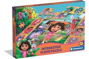 CLEMENTONI INTERACTIVE FLOOR PUZZLE - DORA THE EXPLORER WITH ELECTRONIC PEN, 24-PIECE EDUCATIONAL MAT FOR EARLY LEARNING FOR KIDS AGE 3+