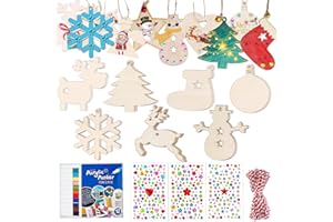 Gutenguy 51 Stück Bastelset Weihnachten Holz, Holzanhänger zum Bemalen Weihnachten, Holzanhänger zum Bemalen Weihnachten