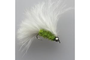 BESTCITY Fly Fishing Cat Whiskers beadhead Floro Green/White size 10 Pack of 8 UK Quality tied flies PACK #201