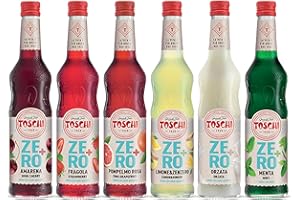 TOSCHI Drink Zero + 560 ml, Sciroppo senza Zucchero nei gusti: Amarena, Menta, Limone&Zenzero, Fragola, Pompelmo Rosa ed Orzata.