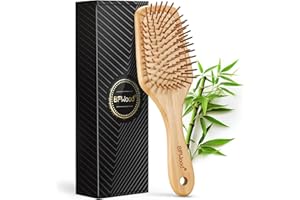 BFWood Bamboo Handle with Bamboo Bristles Paddle Hairbrush for Massaging Scalp - Big Handle