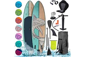 ‎BRAST BRAST® SUP Board Shark | Aufblasbares Stand up Paddle Set | 300-320cm viele Modelle | 5 Jahre Garantie | inkl. Sonderzubehör | 2in1 Paddel Kajak-Sitz Action-Cam-Halterung Fußschlaufe Pumpe Rucksack