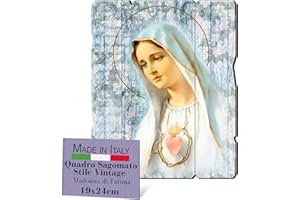 F.LLI BONELLA FRATELLI BONELLA - Vintage Shaped Madonna of Fatima Picture - Poplar Wood Picture Thickness 8mm - Madonna Bedroom Picture 19x24 cm - 100% Made in Italy