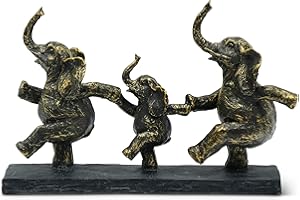 FeinKnick Figurka dekoracyjna słonia "rodzinna zabawa" - rzeźba jako dekoracja symbol radości w rodzinie - dekoracja słoń duży i ręcznie wykonany z marmuritu