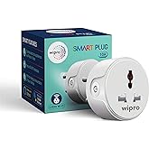 Wipro 10A smart plug with Energy monitoring- Suitable for small appliances like TVs, Electric Kettle, Mobile and Laptop Charg