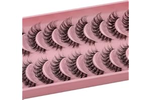 HICOCU Clear Band False Eyelashes, 3D Fluffy Strip Eyelashes, D Curl Lash Strip, Natural False Eyelashes, Natural Wispies, Fluffy Eyelashes for Wispy Fake Eyelashes, Faux Eyelashes, Natural Look (DP16S)