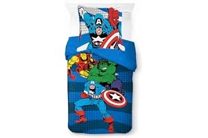 Jay Franco Kids Marvel Avengers påslakanset – supermjuka sängkläder med örngott, endast överdrag, täcke ingår inte, blå, 2 de