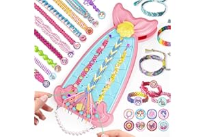 Euclidean Cube Bracelet Making Kit for Girls, 2 in 1 Fishtail Shape DIY Jewellery Making Kit, Arts and Crafts for Kids Age 6-12, Birthday Christmas Gifts for 6 7 8 9 10 11 12 Years Old Girls (Pink)