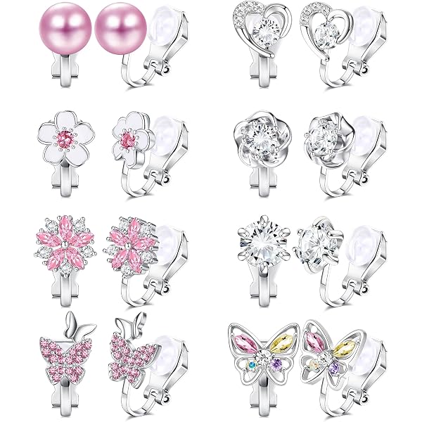 HIFOT 12 Paia Orecchini Clip per Razazza, Carini Unicorno Orecchini senza buco design Principessa Giocare a Orecchini Set Gioielli Vestire Accessori per Bambini