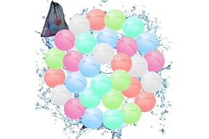 Pilikoll 30 Pcs Reusable Water Balloons for Kids Non-Magnet Self-Sealing Quick Fill Water Balloons with Mesh Bag Summer Silicone Water Balls for Kids,Adults, Beach,Pool Party Beach Water Toys