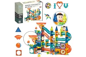 CELMAN Montessori magnetyczne klocki, 128 elementów, magnesy z akcesoriami, zabawka Montessori, tor kulkowy dla dzieci od 3, 4, 5, 6, 7, 8 lat, STEM, zabawka edukacyjna, prezent