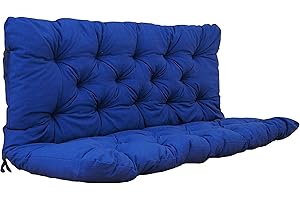 AMBIENTE HOME Ambientehome Cojín para Banco de 2 Unidades, 120 x 98 x 8 cm, Color Azul
