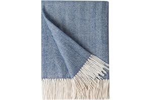 BOURINA Herringbone Sofa Throw Blanket Faux Cashmere Lightweight Soft Cozy Couch Bed Chair Fringe Throw Blankets 125 x 152cm,Navy