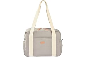 BÉABA, Sac à Langer pour Bébé, Multiples Compartiments, 10 poches, Glissière trolley-valises, Bandoulière, Pochette isotherme, Matelas à Langer, Déperlant, Contenance 16L,Gris perle