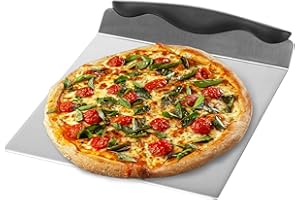 COM-FOUR® Popychacz do pizzy wykonany ze stali nierdzewnej - pólka na ciasto z plastikowym uchwytem - serwer do ciasta i pizzy - skórka do pizzy z 20,5 x 20,5 cm (czarny/srebrny - kanciasty)