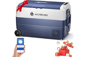AAOBOSI 50l Nevera Portatil con Ruedas, Nevera Compresor con APP y Puerto USB, Nevera Camping 20 °C a -20 °C, 12/24V DC,100-240V AC, para Hogar, Camping, Viajes, Coche, Barco y Autocaravana,Zona únicr