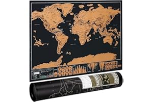 XESPIS Mappa del Mondo da Grattare，Cartina Geografica Mondo - 42 cm x 30 cm，Scratch off Map, Mappa da grattare, Cartina Geografica Mondo da Grattare, poster da parete, idea regalo per viaggiatori