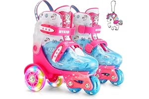 LOCAVUN Roller Enfant Fille Patins à roulettes pour Enfants, Patins à roulettes réglables pour Enfants 3 à 9 Ans, Roller Enfant Fille lumières Amusantes pour Enfants pour débutants
