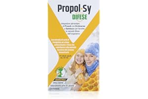 Syrio Integratori Alimentari, Propol-Sy Difese Integratore alimentare a base di Propoli,con Echinacea e Sambuco per favorire le Difese dell'Organismo, Adatto ai Bambini sopra i 6 anni,14 stickpack