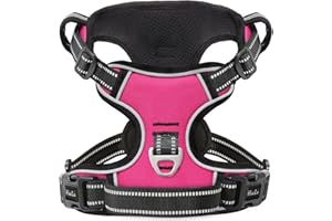 HEELE Arnés Antitirones para Perro Mediano - Chaleco Confort con Agarre Acolchado y Líneas Reflectantes para Adiestramiento y Correr - Rosa, M