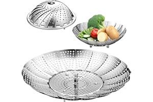 Favelable Cestello per Cottura a Vapore in Acciaio Inossidabile(14cm-22cm), Cucina Cestino a Vapore Pieghevole, Ideale per Preparare Verdure e Pasti Leggeri con Qualsiasi Cuocitore