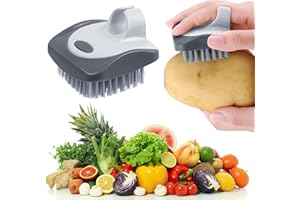 Aodaer Vegetable Brush Potato Scrubber Brush Silicone Hard and Soft Side Fruit Cleaning Tools for Delicate or Tough-Skinned Vegetables (1, Dark Gray)