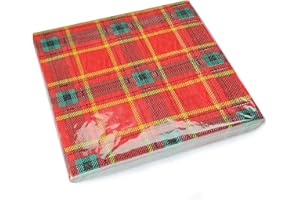 Sesameless Tartan Napkin 20 PCS Royal Stewart Tartan Tissue Paper serviettes Napkins (1, Red)