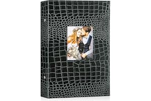 Ywlake Fotoalbum 10x15 300, Krokodilleder Einstecken Einsteckalbum für Querformat Fotos Bilder Grün