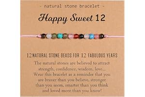 XKUZRWE Natural Crystal Milestone Birthday Bracelet Gifts for Girls Women Happy Birthday Adjustable Bracelets Present Christmas Gift for Daughter Granddaughter Niece Sister Friends (12 TH)