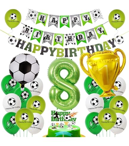 Decorazioni Compleanno Calcio 8 Anni - Kit Palloncini Verde Football | Tema Sportivo Bambini