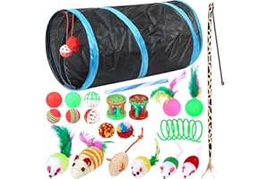Gaomoeny 22-częściowy zestaw zabawek dla kotów, tunel dla kota, interaktywne akcesoria dla kotów, zabawka z piórkami, zabawkowe myszy, piłki dla kotów, zabawki dla kotów, zabawki dla kotów, zabawki