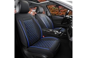 Vankerful Car Seat Covers Front Pair,Universal Fit For Most Cars,SUV,Sedans and Pick-up Trucks,Automotive Faux Leather Vehicle Cushion Covers(Front Pair,Black/Blue)