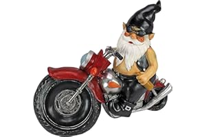 Design Toscano Essieu Graisse Le Motard Gnome de Jardin Statue de Moto, 33 cm, polyrésine, palette complète de couleur