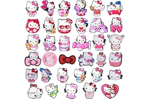 PIIMNT Kitty Schuh Charms,Sanrio Schuh Charm für Kinder, Kitty Schuhdekoration, Kitty PVC Schuh Charms 35 pcs Cartoon Schuhdekoration Schuh DIY Armband Taschen Geschenk