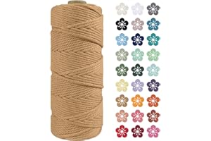 LEREATI Corda Macrame 2mm x 100m, Filo Macrame 2mm Cordoncino Cotone Naturale, 3 Fili Spago Colorato Cordino per Borse Uncinetto, Decorazioni Fai da Te, Arazzo da Parete, Cestini (Caffè)