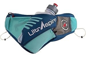 Ultraspire Synaptic 2.0 Hüfttasche, 1 x UltraFlask 550 Hybrid-Flasche im Lieferumfang enthalten, vielseitig und ideal für die meisten Trainingsläufe und Rennen, Lagoon/Navy, Universal (28"- 40")