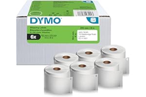 DYMO Authentic LabelWriter Shipping Labels | 102 mm x 210 mm | Self Adhesive | 6 Rolls of 140 Easy-Peel Labels (840 Count) | for LabelWriter 5XL/4XL Label Makers | Made in Europe