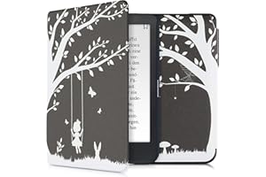 kwmobile Custodia eReader Compatibile con Kobo Clara HD Cover - eBook Reader Flip Case - bianco/nero - Altalena Sull'Albero