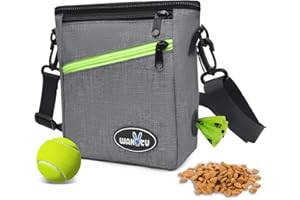 wakytu Premium Leckerlibeutel für Hunde Katzen mit Kotbeutelspender Reißverschlusstasche Metallclip Hüftgurt Schultergurt 3 Arten zu tragen,Treat Trainingstasche für Treats Kibbles Pet Toys…