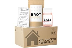 ‎MEERBACH & ROSE MeerBach & Rose, Einweihungsgeschenk für Wohnung und Haus, originelles Brot und Salz Geschenk zum Einzug im mini Umzugskarton, tolles Einzugsgeschenk