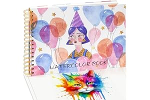 KEBUYE Watercolour Paper A4 Sketchbook Pad - Cold Pressed 80 Pages/ 40 Sheets Sketch Book Spiral Bound Art Book Painting Drawing Journal Water Color Pads for Artist Aids Adults - for Dry Wet Mixed Media