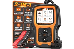 ANCEL AD410PLUS 2in1 OBD2 Valise Diagnostic Auto et Testeur de Batterie de Voiture, Universel Lecteur de Codes D'erreur avec Fonctions OBD2 Complètes, 12V Tests de Batterie, Tests de Démarrage/Charge