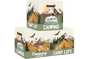 Clastyle Zestaw 3 pudełek do przechowywania Camping Kostka do przechowywania ubrań kosz na ubrania Półki dla kobiet Dzieci Zabawki i książki na zewnątrz, stopy górskie, 30 x 30 x 30 cm